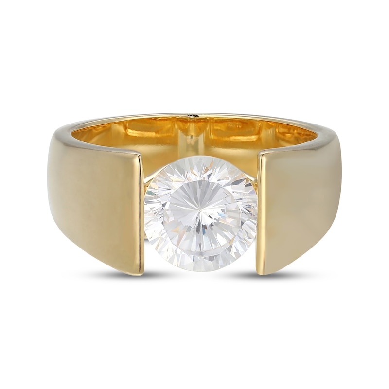 Main Image 3 of White Lab-Created Sapphire Solitaire Ring 24K Yellow Gold Vermeil Sterling Silver