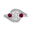 Thumbnail Image 3 of White Lab-Created Sapphire & Lab-Created Ruby Bypass Ring Sterling Silver