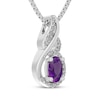 Thumbnail Image 2 of Oval-Cut Amethyst & White Lab-Created Sapphire Swirl Frame Necklace Sterling Silver 18"
