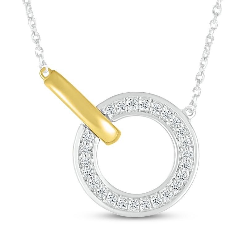 Main Image 1 of Diamond Circle Necklace 1/10 ct tw Sterling Silver & 10K Yellow Gold 18"