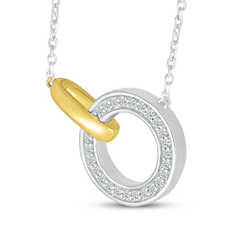 Main Image 2 of Diamond Circle Necklace 1/10 ct tw Sterling Silver & 10K Yellow Gold 18"