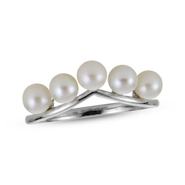 Cultured Pearl Chevron Ring Sterling Silver