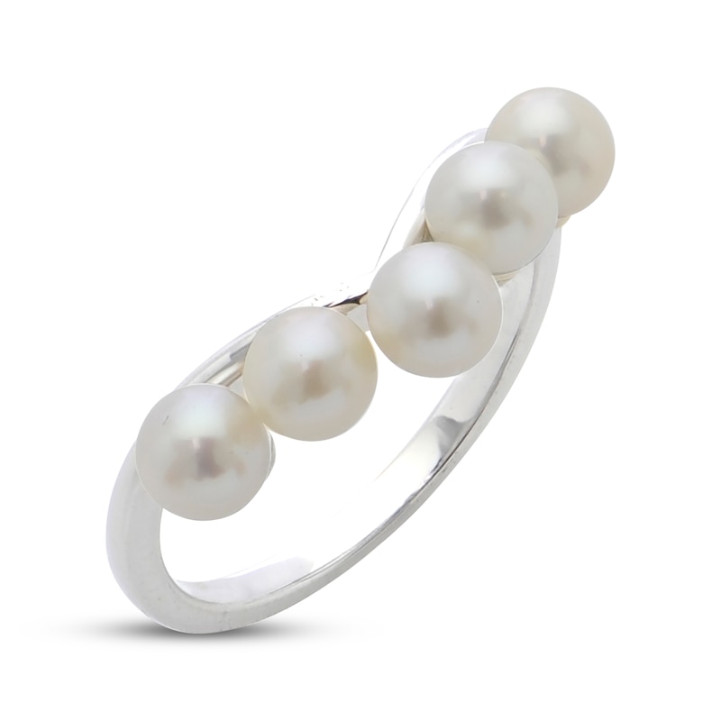 Main Image 2 of Cultured Pearl Chevron Ring Sterling Silver