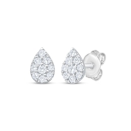 Multi-Diamond Teardrop Stud Earrings 1/6 ct tw 10K White Gold