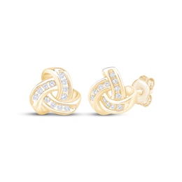 Diamond Love Knot Stud Earrings 1/10 ct tw 10K Yellow Gold