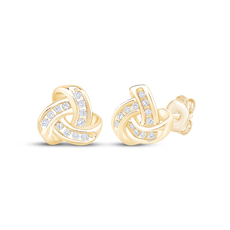 Main Image 1 of Diamond Love Knot Stud Earrings 1/10 ct tw 10K Yellow Gold