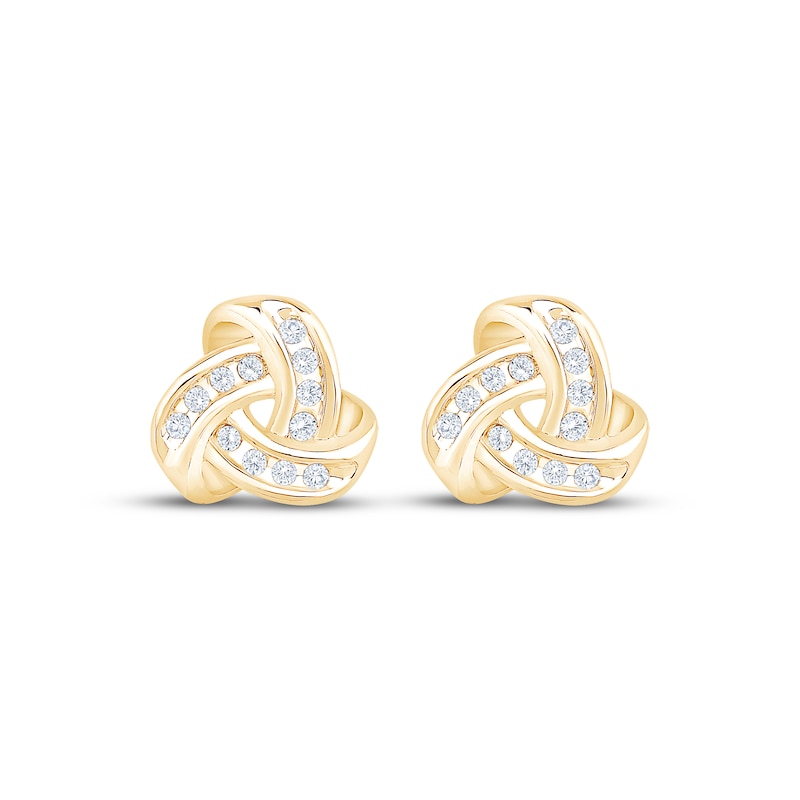 Main Image 2 of Diamond Love Knot Stud Earrings 1/10 ct tw 10K Yellow Gold