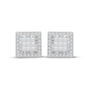 Thumbnail Image 2 of Princess-Cut Multi-Diamond Square Frame Stud Earrings 1 ct tw 10K White Gold