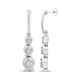 Memories Moments Magic Lab-Grown Diamond Three-Stone Drop Earrings 1/5 ct tw Sterling Silver