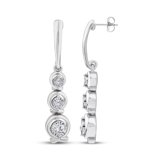 Memories Moments Magic Lab-Grown Diamond Three-Stone Drop Earrings 1/5 ct tw Sterling Silver