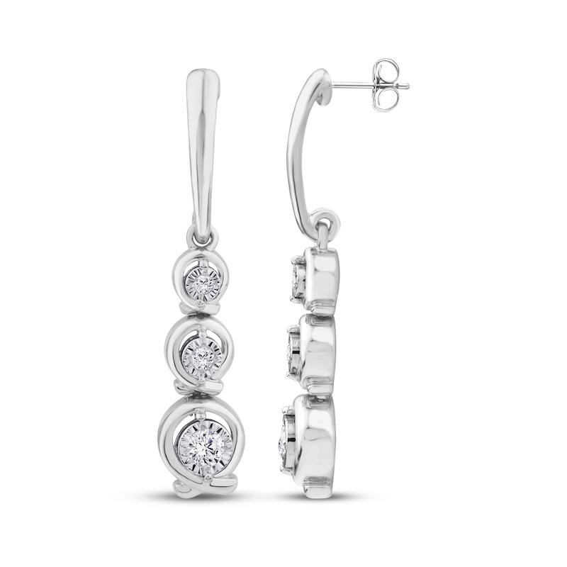 Main Image 1 of Memories Moments Magic Lab-Grown Diamond Three-Stone Drop Earrings 1/5 ct tw Sterling Silver