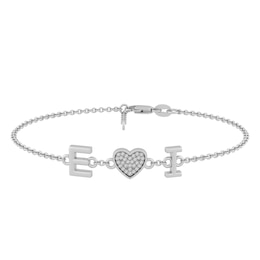 1/10 Ct. tw Diamond Couple's Initials Heart Bracelet