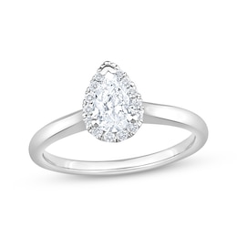 Adore Lab-Grown Diamonds Pear-Shaped Halo Engagement Ring 5/8 ct tw 14K White Gold