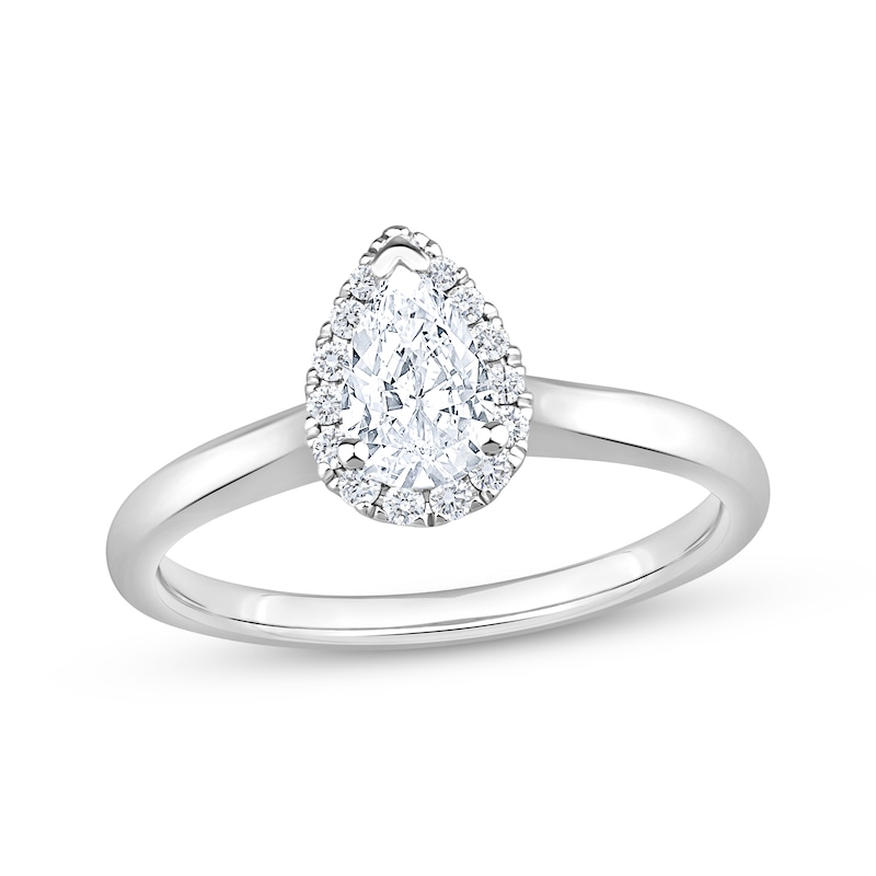 Main Image 1 of Adore Lab-Grown Diamonds Pear-Shaped Halo Engagement Ring 5/8 ct tw 14K White Gold