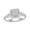 Thumbnail Image 1 of Baguette & Round-Cut Multi-Diamond Cushion-Shaped Fashion Ring 1/4 ct tw 10K White Gold
