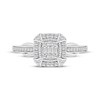 Thumbnail Image 3 of Baguette & Round-Cut Multi-Diamond Cushion-Shaped Fashion Ring 1/4 ct tw 10K White Gold
