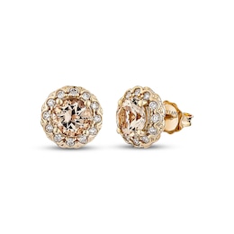 Le Vian Morganite Halo Earrings 1/4 ct tw Diamonds 14K Strawberry Gold