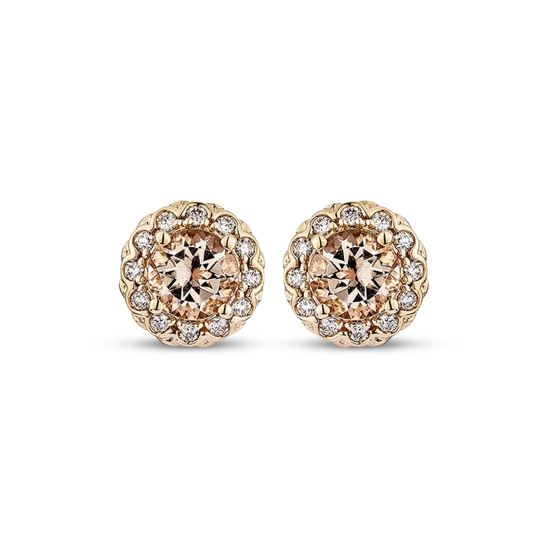 Main Image 2 of Le Vian Morganite Halo Earrings 1/4 ct tw Diamonds 14K Strawberry Gold