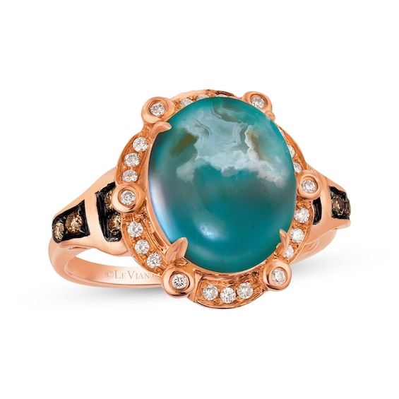 Le Vian Oval-Cut Aquaprase Ring 1/4 ct tw Diamonds 14K Strawberry Gold