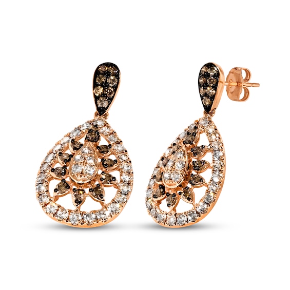 Le Vian Diamond Teardrop Dangle Earrings 1-3/8 ct tw 14K Strawberry Gold