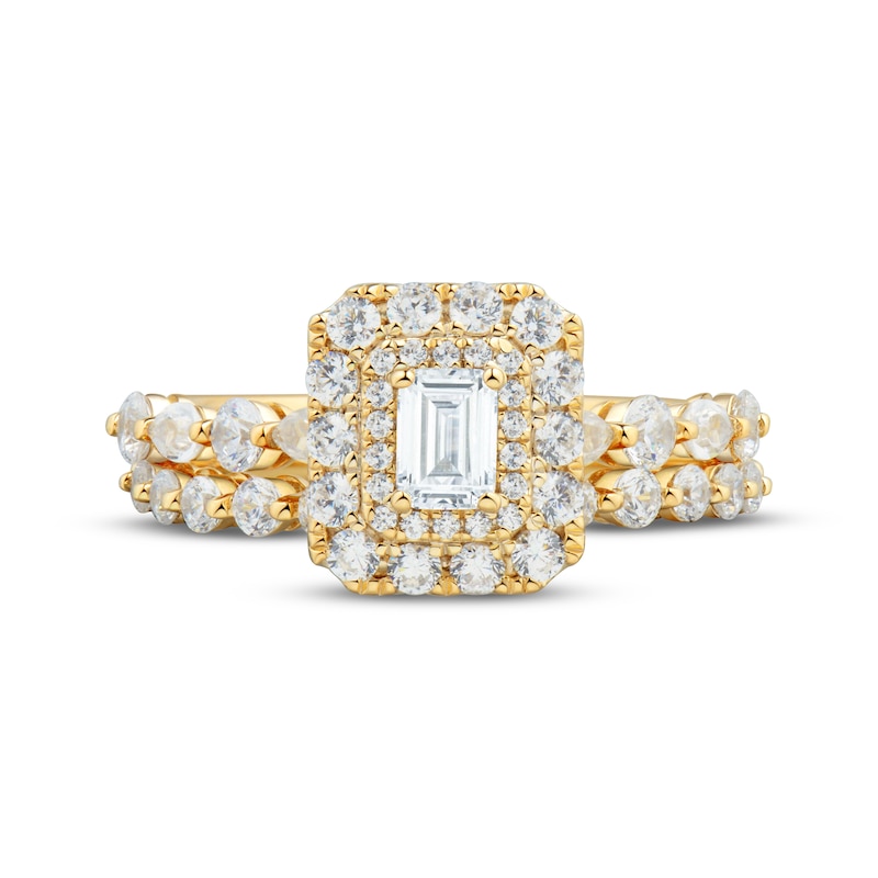 Main Image 3 of Adore Emerald-Cut Diamond Double Halo Bridal Set 1-1/2 ct tw 14K Yellow Gold