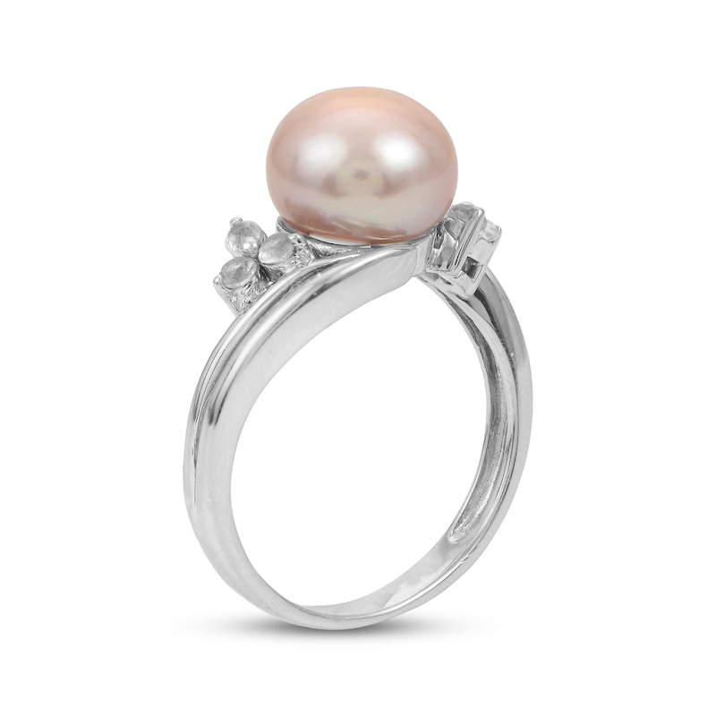Main Image 2 of Pink Cultured Pearl & White Topaz Ring Sterling Silver