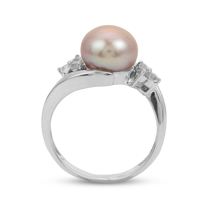 Main Image 4 of Pink Cultured Pearl & White Topaz Ring Sterling Silver