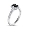 Thumbnail Image 2 of Adore Emerald-Cut Black Diamond & White Diamond Halo Engagement Ring 3/4 ct tw 14K White Gold