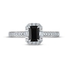 Thumbnail Image 3 of Adore Emerald-Cut Black Diamond & White Diamond Halo Engagement Ring 3/4 ct tw 14K White Gold