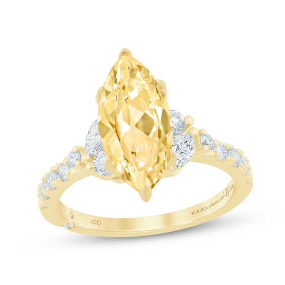Monique Lhuillier Bliss Marquise-Cut Yellow Lab-Grown Diamond & White Lab-Grown Diamond Engagement Ring 2-5/8 ct tw 18K Yellow Gold