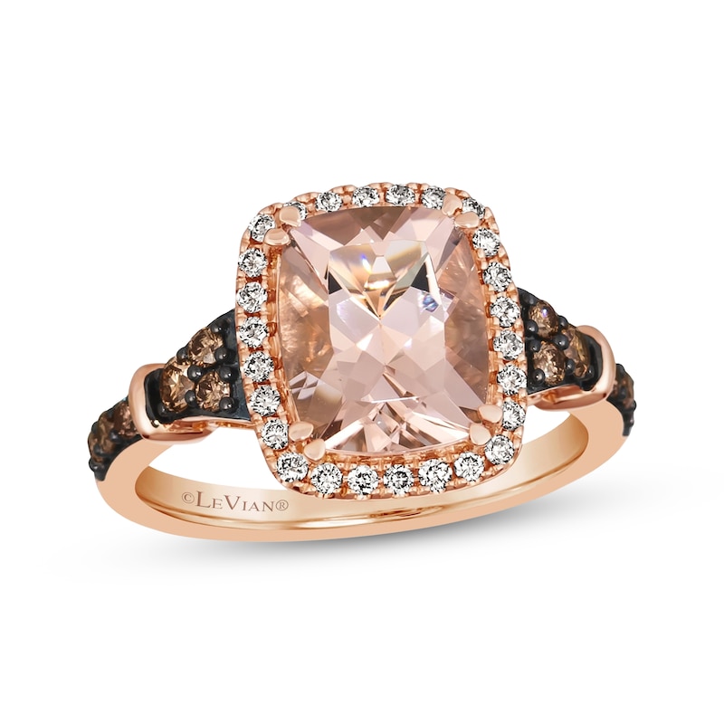 Main Image 1 of Le Vian Cushion-Cut Morganite Ring 1/2 ct tw Diamonds 14K Strawberry Gold