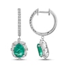Thumbnail Image 1 of KAY Lab-Grown Diamonds Oval-Cut Lab-Created Emerald Hoop Dangle Earrings 1-1/6 ct tw 10K White Gold