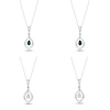 Thumbnail Image 1 of Pear-Shaped Lab-Created Emerald & White Lab-Created Sapphire Reversible Necklace Sterling Silver 18"