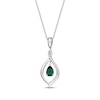 Thumbnail Image 2 of Pear-Shaped Lab-Created Emerald & White Lab-Created Sapphire Reversible Necklace Sterling Silver 18"