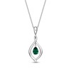 Thumbnail Image 3 of Pear-Shaped Lab-Created Emerald & White Lab-Created Sapphire Reversible Necklace Sterling Silver 18"
