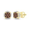 Thumbnail Image 1 of Men's Brown & White Multi-Diamond Circle Stud Earrings 1/2 ct tw 10K Yellow Gold