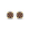 Thumbnail Image 2 of Men's Brown & White Multi-Diamond Circle Stud Earrings 1/2 ct tw 10K Yellow Gold