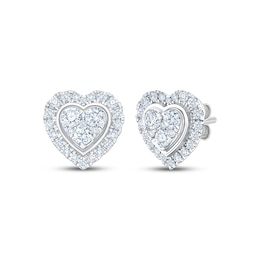 KAY Lab-Grown Diamonds Heart-Shaped Multi-Stone Stud Earrings 1 ct tw 10K White Gold