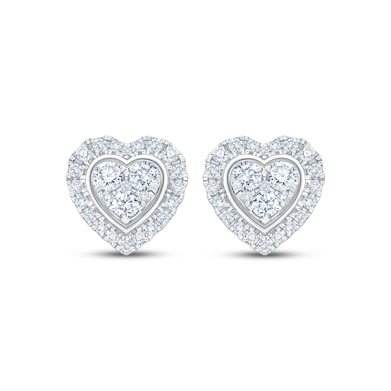 Main Image 2 of KAY Lab-Grown Diamonds Heart-Shaped Multi-Stone Stud Earrings 1 ct tw 10K White Gold