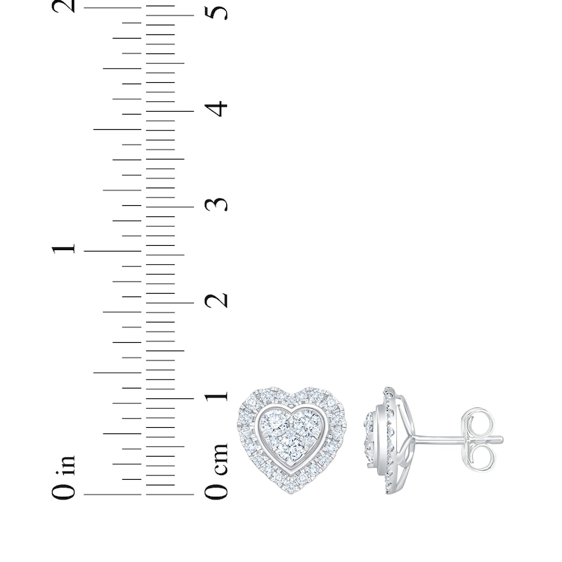 Main Image 4 of KAY Lab-Grown Diamonds Heart-Shaped Multi-Stone Stud Earrings 1 ct tw 10K White Gold