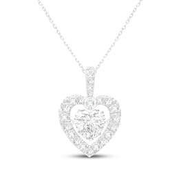 Unstoppable Love Heart-Shaped Lab-Grown Diamond Necklace 1-1/2 ct tw 10K White Gold 18"