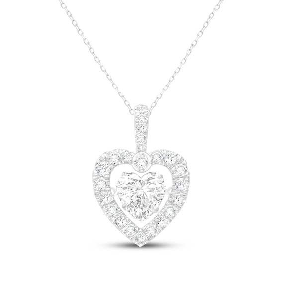 Unstoppable Love Heart-Shaped Lab-Grown Diamond Necklace 1-1/2 ct tw 10K White Gold 18"