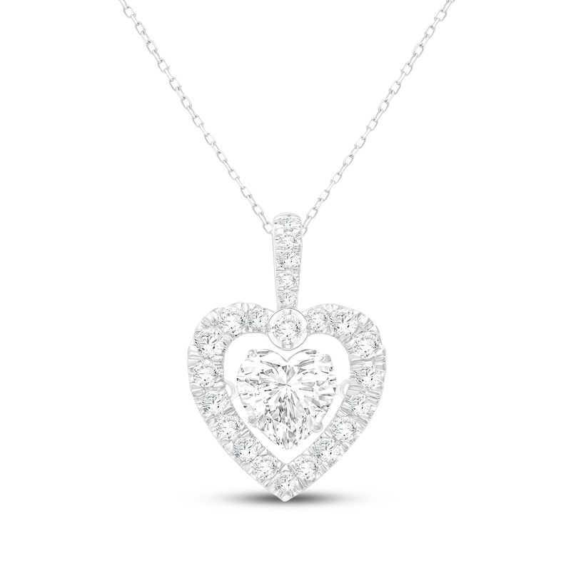 Main Image 1 of Unstoppable Love Heart-Shaped Lab-Grown Diamond Necklace 1-1/2 ct tw 10K White Gold 18"
