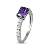 Thumbnail Image 2 of Emerald-Cut Amethyst & White Lab-Created Sapphire Ring Sterling Silver