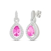 Thumbnail Image 1 of Pear-Shaped Pink Lab-Created Sapphire & White Lab-Created Sapphire Infinity Drop Earrings Sterling Silver