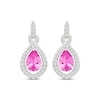 Thumbnail Image 2 of Pear-Shaped Pink Lab-Created Sapphire & White Lab-Created Sapphire Infinity Drop Earrings Sterling Silver
