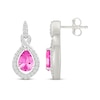 Thumbnail Image 3 of Pear-Shaped Pink Lab-Created Sapphire & White Lab-Created Sapphire Infinity Drop Earrings Sterling Silver