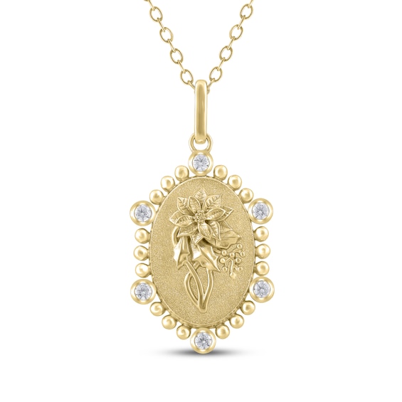 Holly Birth Flower Diamond Necklace 1/10 ct tw 10K Yellow Gold 18"