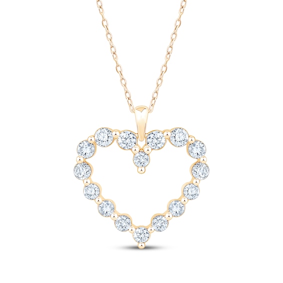 KAY Lab-Grown Diamonds Heart Outline Necklace 1 ct tw 10K Yellow Gold 18"