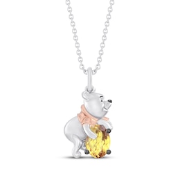 Disney Treasures Winnie The Pooh Oval-Cut Citrine Necklace Sterling Silver & 10K Rose Gold 19"